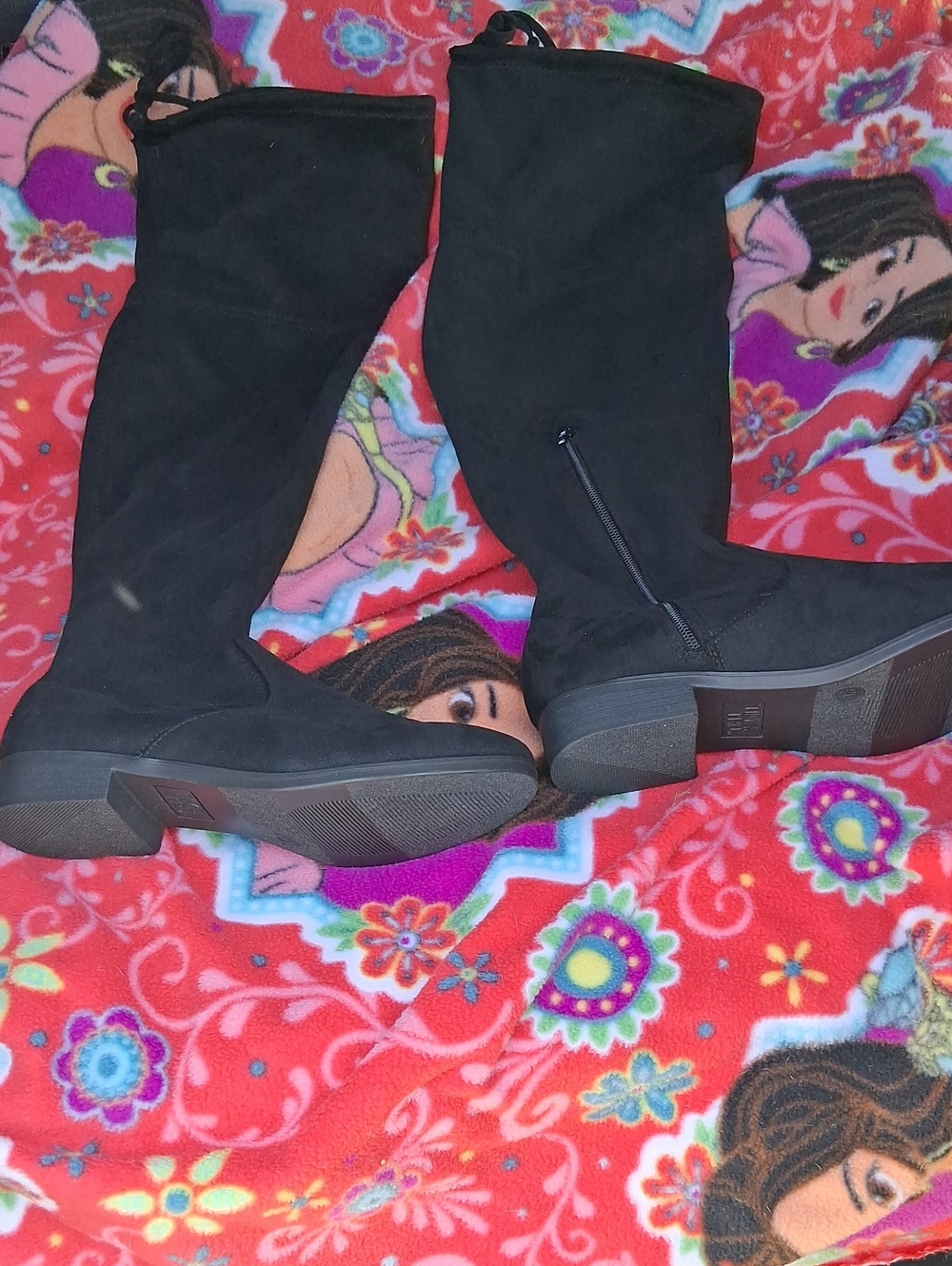 Time and Tru Black Over-the-Knee Zip Riding Boots